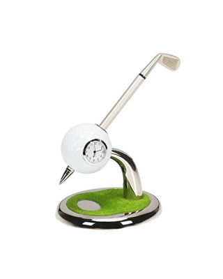 Golfoy Basics Golf Ball Head Pen Holder with Clock