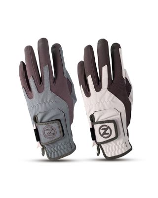 Two left-handed zero friction stryker golf gloves with white background