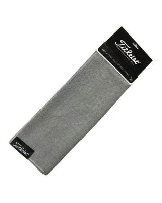 Titleist Players Microfiber Gray Towel packed on white background