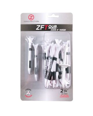 Zero Friction TOUR Plastic Tees 3-Prong 69 mm WHITE (40 Count) 