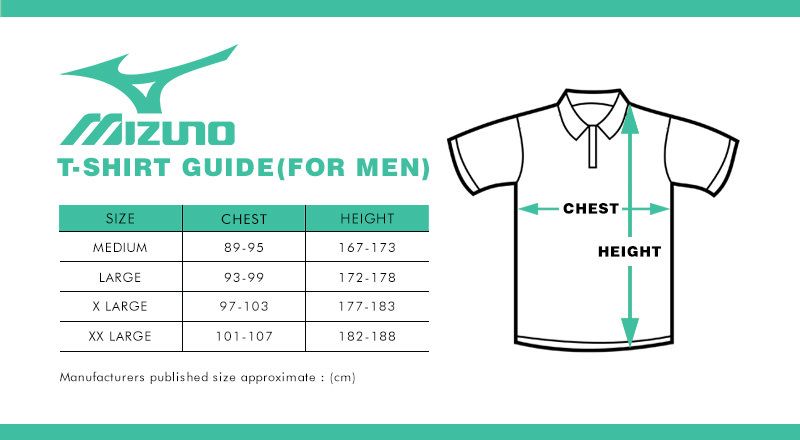 mizuno golf clothing size chart